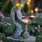 Mrocioa Solar Outdoor Garden Decor Angel Statue Light with Color Changing Birdbath, Waterproof Led Home Decor Figurine Lights for Yard Patio Front Porch, Housewarming Gifts for Easter Spring by Mrocioa