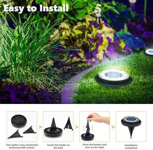 Solar Lights Outdoor Waterproof，Cool White 12 Pack 2-in-1 Ground Lights - Image 6