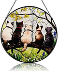 Cute Cat Stained Glass Suncatcher, Pet Theme Window Hanging Decor, Kitty Sun Catcher Ornament for Living Room, Animal Lover Memorial Gift 11.8 by Unknown