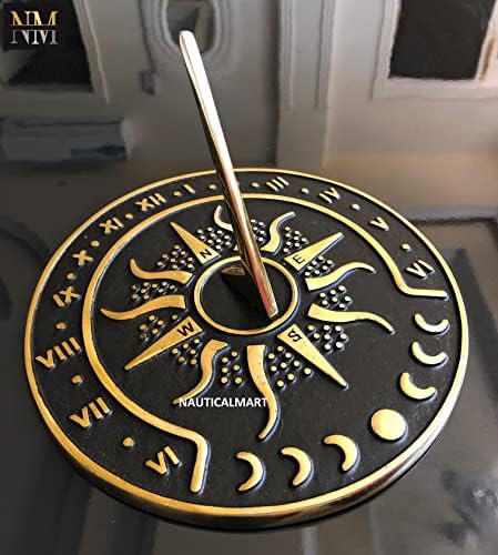 Nautical-Mart Brass Garden Sundial Clock - 8.5” Diameter Sundial Clock with Polished Brass Highlights - Image 3