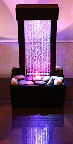 Nature's Mark 10" H Crackled Glass Light Show Tabletop Water Fountain with Natural River Rocks and Color Changing LED Lights (Corded) - Image 3