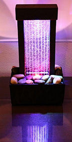Nature's Mark 10" H Crackled Glass Light Show Tabletop Water Fountain with Natural River Rocks and Color Changing LED Lights (Corded) - Image 3
