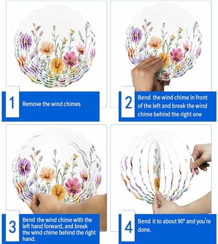 Wind Spinners for Yard Garden, Country Flower Leaf Watercolor Plant 3D Stainless Steel Round Hanging Spinners Indoor Outdoor Kinetic Yard Art,12 Inch, Wildflower Floral - Image 5