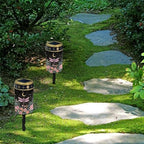 Poceacles Outdoor Cemetery Grave Decor - Solar Memorial Lights - Waterproof Stake Lights - Grave Markers, Pink Dragonfly Flower Moon, Pack of 4 - Image 4