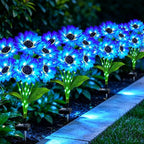 MRHEPHAESTUS Solar Garden Lights Outdoor, 4 Pack Solar Blue Sunflower Lights with 24 Head 3.5 Inch Flowers, Waterproof Flowers Light Fall Decor Auto ON/Off for Garden Yard Patio, Gifts for Mom Women by MRHEPHAESTUS