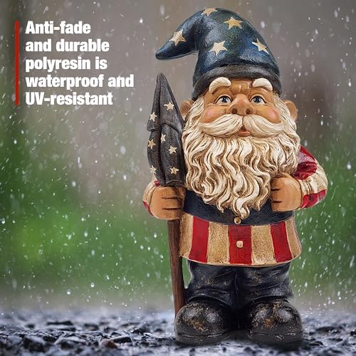 Better Office Products Garden Gnome Statue, 12" Height, Handcrafted Waterproof, UV-Resistant Polyresin Lawn Patio Porch Ornament Decoration (Yankee Doodle Patriot) - Image 4