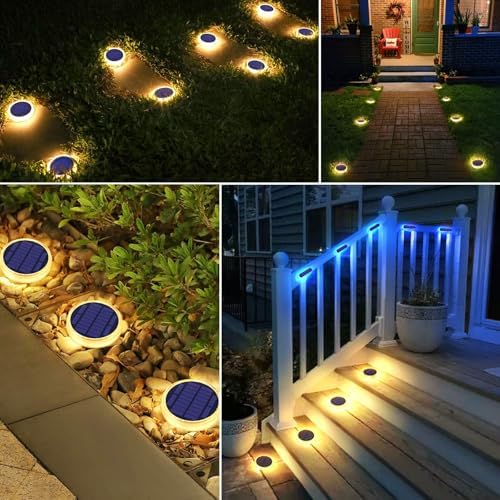 YiLaie Stick on Solar Dock Deck Step Lights Outdoor Waterproof 4 Pack - Image 6