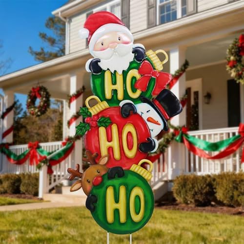 3 Pack Christmas Garden Stakes 31in Colorful Balls Metal Holiday Decor by YNGFIL