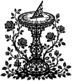Sundial and Rose Garden Metal Wall Art, WallArt Decor, Metal Outdoor Decor, Metal Signs, Vintage Elegant Wall Hanging Sculpture, Home Decor for Living Room, Bedroom and Office Spaces. (Black,20Inch) by Unknown