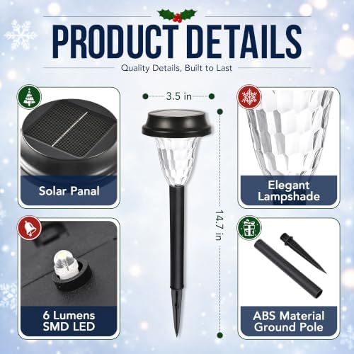 GIGALUMI Solar Christmas Lights Outdoor Waterproof Pathway Lights, 12 Pack - Image 7
