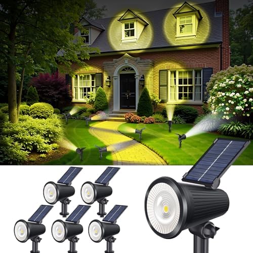 6 Pack Solar Spotlights Outdoor, Waterproof Warm White Landscape Uplights by Gomazbea