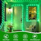 YEGUO 4 Pack Halloween Solar Fairy Lights, Each 33ft 100 LED Green Christmas Lights Outdoor Waterproof, 8 Modes Sliver Wire Solar String Lights - Image 3
