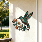 Hummingbird Metal Sign Floral Wall Art Rustic Plaque for Garden Porch Home Decor Heavy Duty Waterproof Indoor Outdoor Ornament (24 Inch) - Image 3
