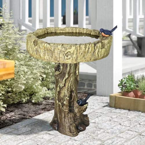 24.4" H Trunk Shape Birdbaths for Outdoors, 24.4" H * 18" Φ Garden Bird Bath Statues, Outdoor Decor for Garden, Patio, Yard, Deck - Image 7
