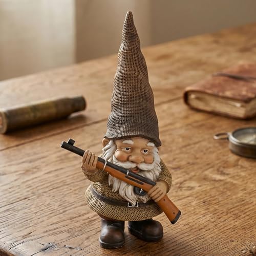 Elenon Garden Gnome Outdoor Statue, 10.6'' High Funny Dwarf with Gun Figurine Decor, Resin Sculpture for Patio Yard Lawn Porch Decoration Ornaments Gift - Image 7