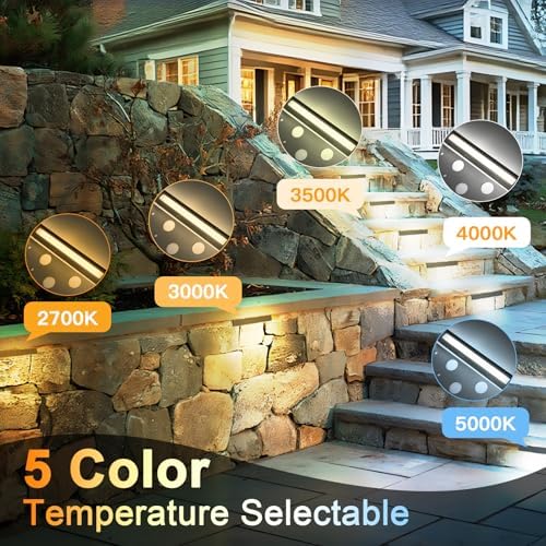 8-Pack 12 Inch Hardscape Lighting, 7W 280LM LED Retaining Wall Lights, 2700K-5000K Selectable,12-24V AC/DC, IP65 Waterproof Low Voltage Step Lights Outdoor, ETL Certified - Image 3