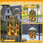 Solar Lantern Outdoor Waterproof English Bulldog Autumn Leaves Autumn Garden Decor LED Hanging Solar Lights Tabletop Lamp Gifts for Women Mom Outside Yard Patio Porch - Image 3