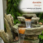 Alpine Corporation TZL292 Outdoor Floor Cascading Stone Tower Fountain, Garden Fountain with Natural Stone Look 40", Gray - Image 6