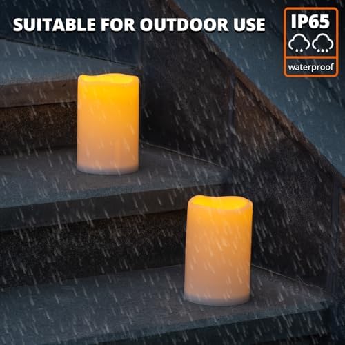 6" x 4" Large Waterproof Outdoor Solar Flameless LED Candles - 2 Pack - Image 3