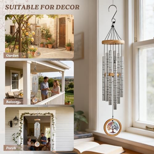 Memorial Wind Chimes for Outside 34" Tree of Life Wind Chime Outdoor for Garden Porch Decor Memorial Bereavement Sympathy Gift for Loss of Loved One Mom Dad Grandpa Grandma Friends - Image 5
