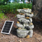 5 Tiered Solar Water Fountain Outdoor Garden with LED Lights - Image 3