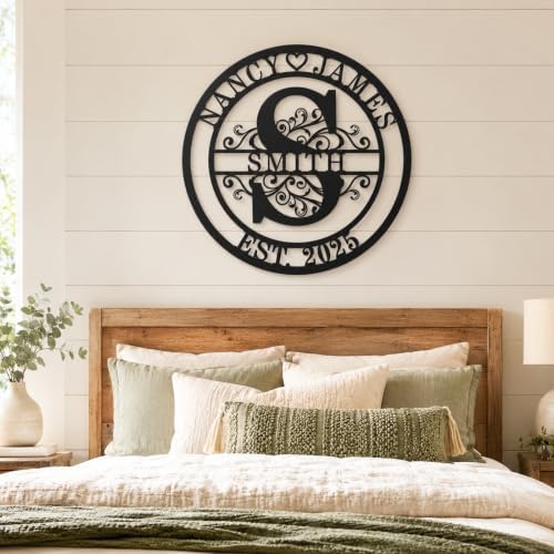 Custom Last Name Sign Personalized Family Name Sign Monogram Wall Decor Personalized Metal Sign Initial Split Letter Monogram Sign Custom Name Sign Personalized Wedding Gift - Image 4