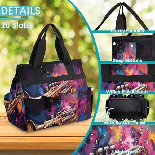 Trumpet Garden Tool Bag Organizer Heavy Duty Music Theme Gardening Tote Bag with 10 Pockets for Women Men Gardening Gifts - Image 5