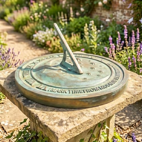 Rome 2312 Moon and Stars Sundial, Solid Brass with Verdigris Highlights, 8.5-Inch Diameter - Image 2