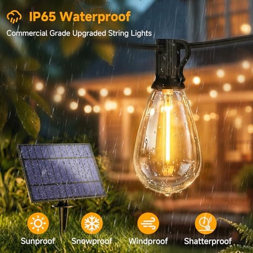 4x25FT Solar String Lights with Remote, 3 Mode Patio Lighting, Black - Image 5