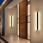 Exterior Wall Lights for House - 31.5inch Long Strip Modern Outdoor Light Wall Fixture Sconce, Dimmable Outside Garage Exterior Lights, Black Wall Mount Lighting for Porch Corridor, Garage by NIUZDU