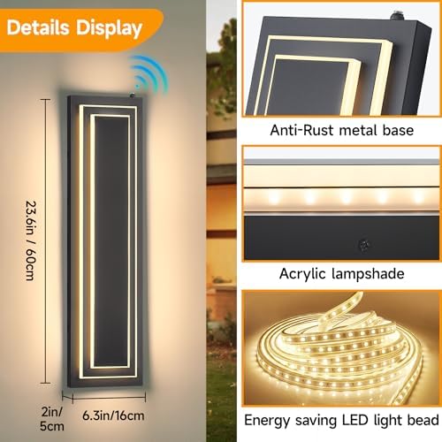 23.6 in Dusk to Dawn Exterior Lighting Fixtures,Outdoor Wall Lights - Image 5