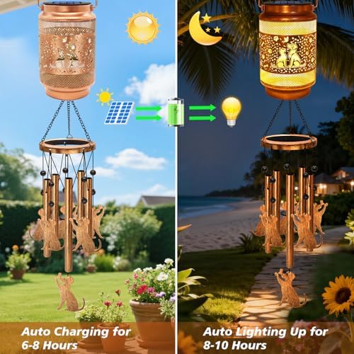 2 Pack Dog Solar Wind Chimes for Outside, Gifts for Mom Women Grandma Birthday Memorial Teacher, 32" Windchimes Outdoor Decor Hanging Solar Lantern for Garden Porch Patio Backyard - Image 3