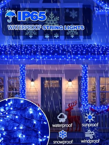 4 Pack 180FT Solar Christmas Lights Outdoor Waterproof, Super Bright 320 LED Solar String Lights with 8 Lighting Modes, Green Wire Solar Twinkle Fairy Lights for Outside Tree Xmas Party Garden(Blue) - Image 2
