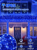 4 Pack 180FT Solar Christmas Lights Outdoor Waterproof, Super Bright 320 LED Solar String Lights with 8 Lighting Modes, Green Wire Solar Twinkle Fairy Lights for Outside Tree Xmas Party Garden(Blue) - Image 2