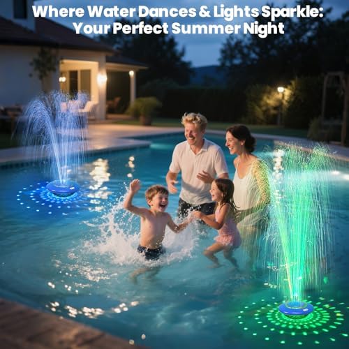 Floating Pool Fountain with Lights Show, 9 Pool Light Modes and 3 Fountain Modes with Remote for Inground Above Ground Pool, Upgraded Rechargeable Pool Fountains with Anchor-1 PC - Image 6