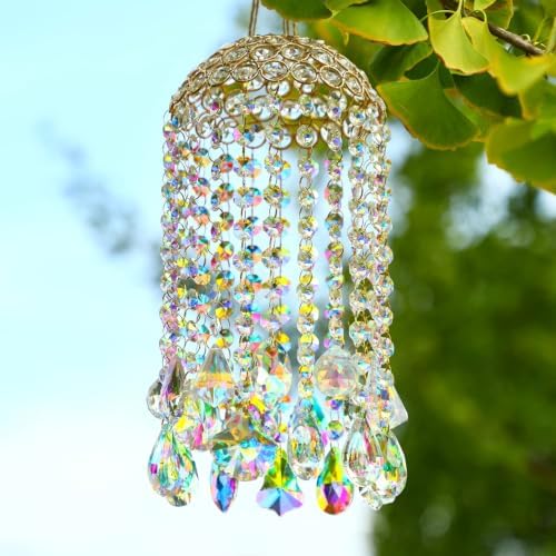 12.8'' Crystal Wind Chime Suncatchers Wind Chimes for Window Indoor Outdoor by HDHYALINEDORA