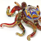 Octopus Tiny Miniature Hand Blown Glass Art Figurines Sea Animals Collectible Gift Decorate (4 inches Multi-Red) by Sansukjaianimalblownglass
