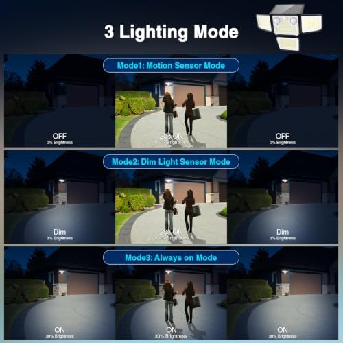 4500LM Solar Lights Outdoor Waterproof, 254 LED Solar Flood Lights Outdoor with 2 Motion Sensor, 4 Heads Security Light for Yard Outside House Garage 2 Pack - Image 6