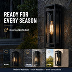 18 Inch 2 Pack Outdoor Wall Lantern Light Fixture，Large Black Exterior Wall Sconce with Clear Glass | Waterproof Anti-Rust Porch Light with E26 Socket for Entryway, Patio, Garage - Image 5