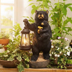 Solar Bear Garden Statue with Lantern Outdoor Decor - Image 4