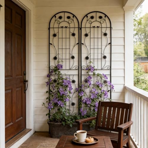 2 Pack Black Metal Garden Trellis Rustproof Plant Support Frame - Image 5