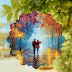 10 Inch Fall Maple Leaves Wind Spinner for Yard and Garden,Modern Oil Painting Country Street Light Hanging Ornaments Outdoor 3D Kinetic Wind Sculpture Spinners Indoor Outdoor Patio Décor Gift - Image 2