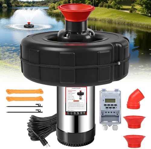 Pond Fountain Aerator, 1HP 110V 15000GPH Floating Fountain Pump for Ponds by SCHUPETHAUER