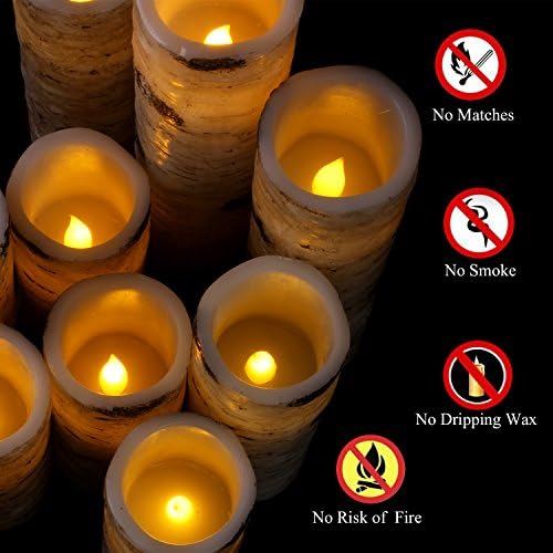 Vinkor Flameless Candles Battery Operated Candles Birch Effect 4" 5" 6" 7" 8" 9" Set of 9 Real Wax Pillar LED Candles with 10-Key Remote Control 2/4/6/8 Hours Timer - Image 6