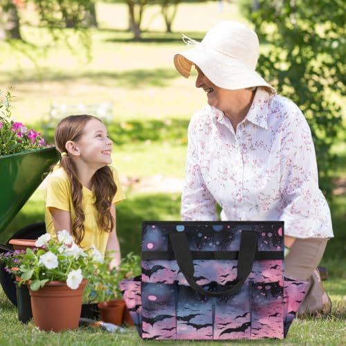 Bat Garden Tool Bag Organizer Heavy Duty Halloween Bat Gardening Tote Bag with 10 Pockets for Women Men Gardening Gifts - Image 6
