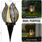 Solar Garden Lights Waterproof Decorations,Crackle Globe Glass,Metal Palm Leaf Solar Lights for Outdoor Decor On Garden,Patio,Yard,Front Porch,Tabletop Lamp-Perfect Gifts - Image 4