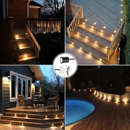 RNEHON LED Outdoor Deck Lights Kits with Protecting Shell, Φ1.18in Warm White 30 Pack, IP67 Waterproof Recessed Stair Step Landscape Lighting 12V Low Voltage for Yard Patio Floor Kitchen Decoration - Image 3