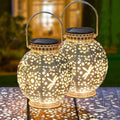 2-Pack Solar Lantern Outdoor Hanging Lights Waterproof Metal LED Decorative Lights with Shadow Casting for Patio Garden Yard Tabletop（White） by HSEAREA