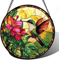 Stained Glass Window Hanging Hummingbird Suncatcher Gifts for Women 12" by amderven