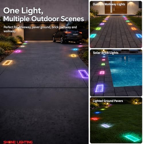 SHONELIGHTING 4x8 Solar Ground Lights, 12-Color Paver Light, RGB-W, 1Pack - Image 7